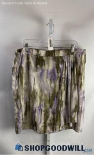 Chico's Women's Green/Purple Patterned Back Zip Pencil Skirt - Sz 16