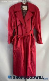 London Fog Women's Hot Pink Belted Button Up Trench Coat - Sz 8