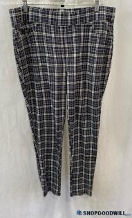 Seven7 Women's Navy/White Plaid Ponte Pant - Sz XL