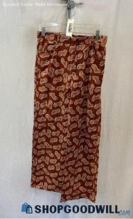 Zara Women's Orange/Tan Design Pattern Wide Leg Pant - Sz M