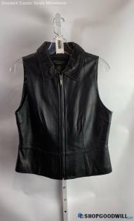 Croft & Barrow Men's Black Full Zip Lightweight 100% Leather Vest - Sz M