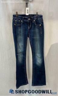 Miss Me Women's Weathered Dark Blue Washed Bootcut Jeans - Sz 25