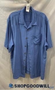 Tommy Bahama Men's Blue Silk Blend Button Down Shirt - Sz L