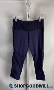 Lululemon Women's Navy Pull on Performance Cropped Legging - Sz 4