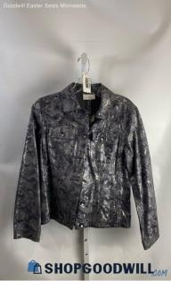 Chico's Women's Gray Snake Print Moto Jacket - Sz 8