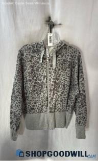 Athleta Women's Gray Floral Full Zip Hoodie - Sz M