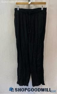 Zara Women's Black Pull-On Gauze Textured Flowy Pants - Sz L