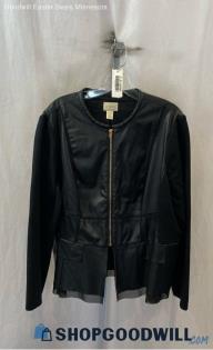 Chico's Women's Black Full Zip Faux Leather Jacket - Sz XL