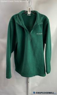 Columbia Men's Dark Green 1/2 Zip Lightweight Fleece Pullover Sweater - Sz XL