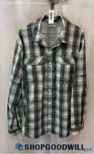 Columbia Men's White/Gray Plaid Long Sleeve Tech Button Down - Sz L