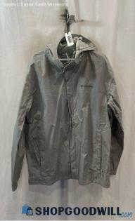 Columbia Men's Gray Company Logo Embroidered Sleeve Rain Jacket - Sz L