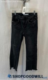 Zara Women's Black Frayed Straight Jean - Sz 2