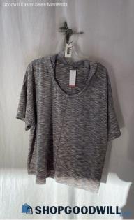 NWT Lane Bryant Women's Steel Gray Heather Short Sleeve Active Hoodie Top Sz 22