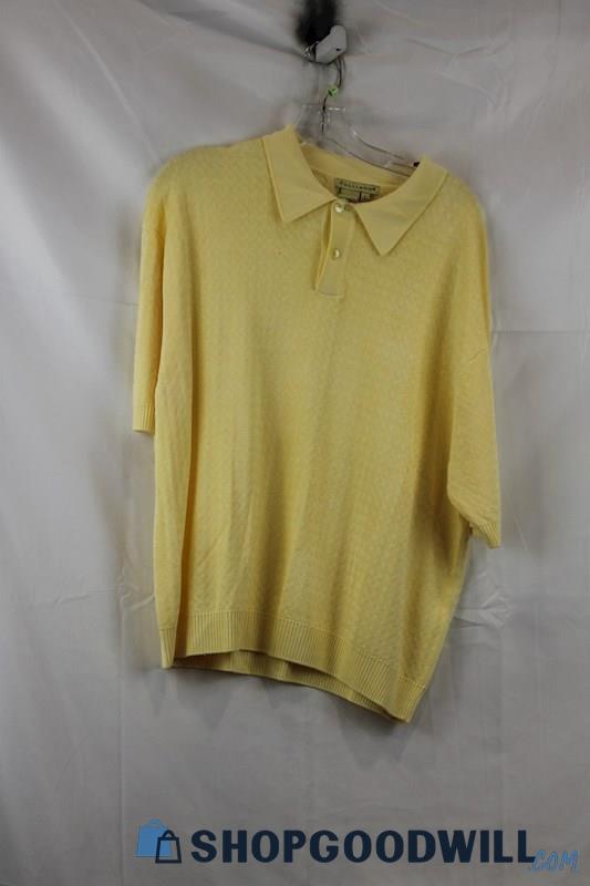 Tulliano Women's Yellow Polo Button Up Shirt SZ L