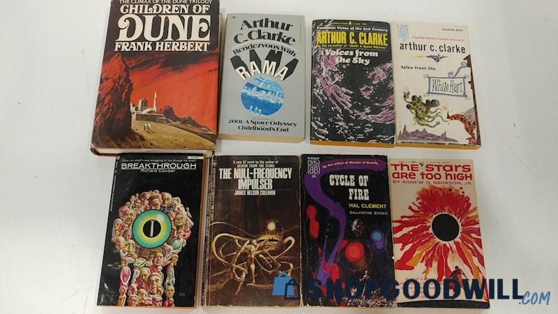 8PC LOT VTG Science Fiction Books Children of Dune by Herbert 3 by Arthur Clarke