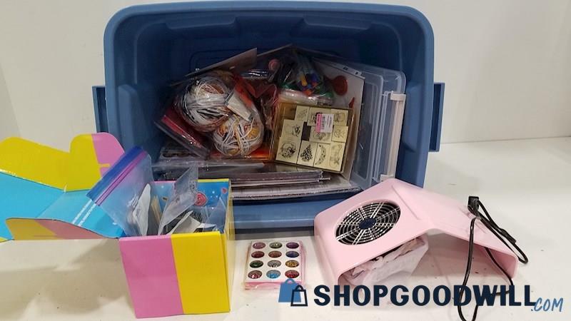Lot of Assorted Craft + Nail Supplies - Nail Dust Collector , Stamps + More 