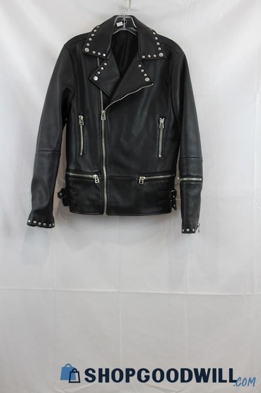 Zara Men's Black faux leather Biker Jacket SZ S