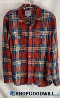 Lucky Brand Women's Red/Blue Plaid Lightweight Flannel Shirt - Sz M