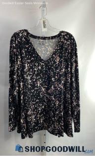 Lane Bryant Women's Black Floral Blouse - Sz 26