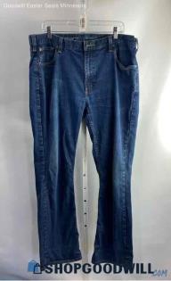 Carhartt Men's Dark Blue Washed Relaxed Fit Ankle Straight Jeans - Sz 38x34