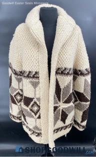 Women's Ivory & Brown Knit LS sweater