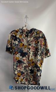 Zara Women's Beige Multicolor Floral Print Button Up Shirt - Sz S