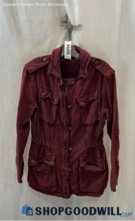 Free People Women's Maroon Button Up Fashion Coat - Sz S