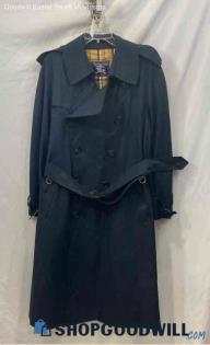 Burberry Women's VTG Navy Double Breasted Belted Trench Coat - Sz XL