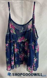 Torrid Women's Blue/Pink Floral Patterned Tank Top - Sz 4