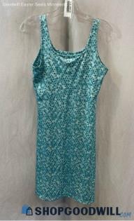 Columbia Women's Teal/White Patterned Cooling Tank Dress - Sz M