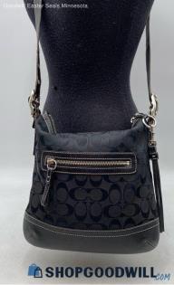 Coach Signature Black Canvas/Leather Hobo Bag/Crossbody Handbag/Purse