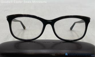 Michael Kors Solid Black/Silver Metal/Acetate Wayfarer Prescription Eyeglasses