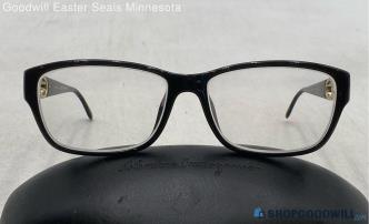 Salvatore Ferragamo Solid Black/Gold Acetate Rectangle Prescription Eyeglasses