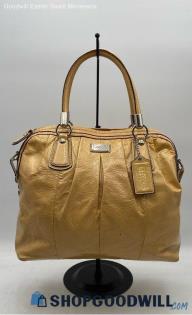 Coach Kristin Tulip Yellow Pleated Patent Leather Satchel Handbag/Purse