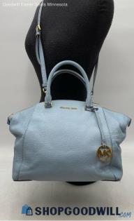 Michael Kors Riley Sky Blue Pebble Leather Satchel/Top Handle Bag Handbag/Purse