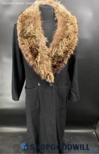 Saxton Hall Women's VTG Black winter coat w/Fur collar