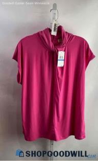 Michael Kors Women's Hot Pink Neck Twist Blouse - Sz XL