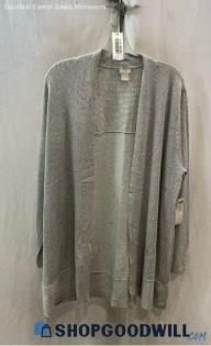 NWT Chico's Women's Light Gray Ribbed Open Cardigan - Sz XL