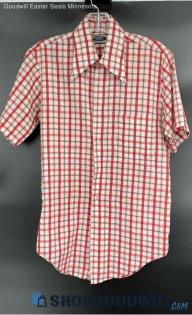 Sutton Collection Men's Red Plaid Polyester SS shirt - Sz 14.5