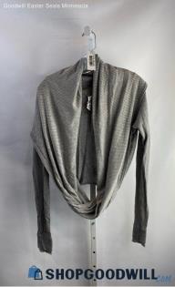 Lululemon Women's Gray Striped Front Twist Cropped Sweater - Sz 10