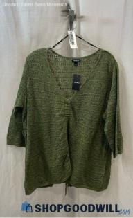 NWT Torrid Women's Olive Green Loose Knit Cinched Front Blouse - Sz 3X