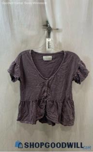 Lucky Brand Women's Pale Purple Button Up Peplum Top - Sz XS