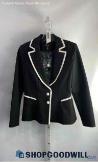 NWT WHBM Women's Black/White Trim Ponte Blazer - Sz 6