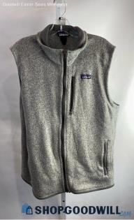 Patagonia Men's Gray Heathered Fleece Knit Full Zip Vest - Sz XL