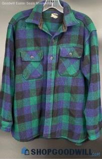 Winter King Men's Blue/Green Plaid LS wool shirt