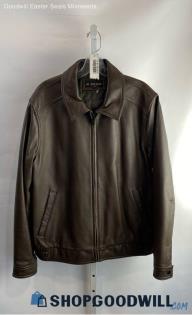 M. Juilian Men's Brown Genuine Leather Zip Up Jacket - Sz L