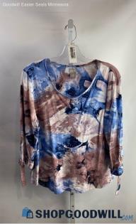 Chico's Women's Blue/Purple Abstract Pattern Long Sleeve Shirt - Sz L