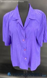 S.G. Sport Collection Women's Purple Button front SS shirt - Sz L