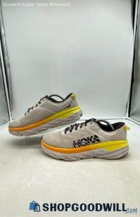 Hoka Men's Bondi 7 Light Gray/Orange Mesh Running Shoes Sz 10.5