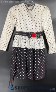 Peaches 'n Cream Girls Black & White Polka Dot dress - Sz 2X